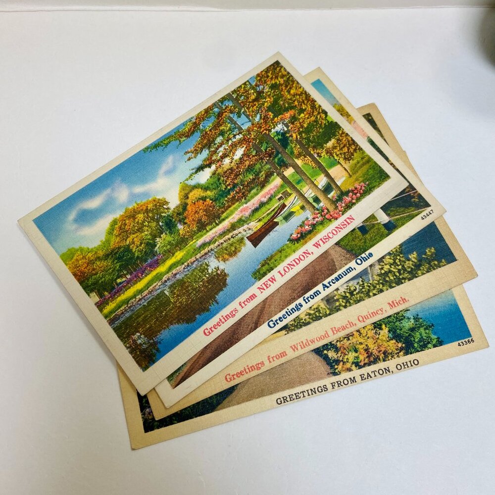 Genuine Vintage 1930s "Greetings From" Postcard Set